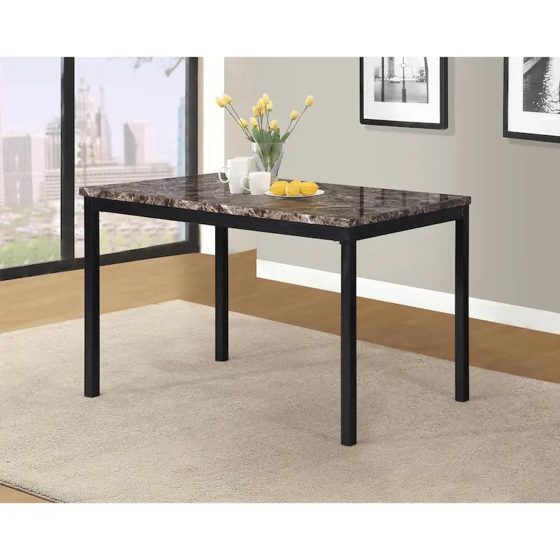 Metal Dining Table with Laminated Faux Marble Top