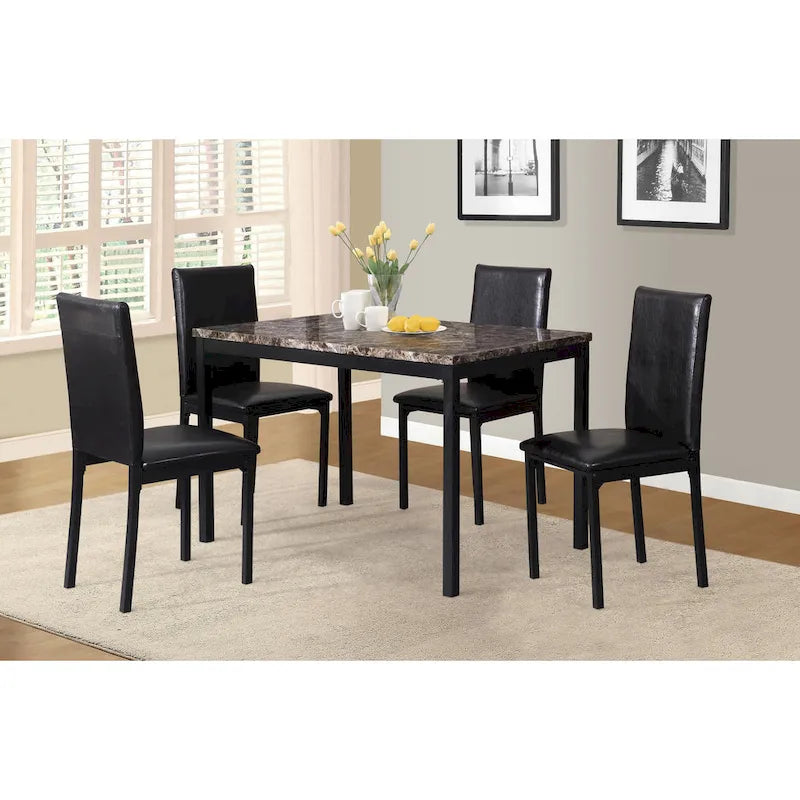 Metal Dining Table with Laminated Faux Marble Top