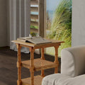 Wood & Cane 3 Shelf Side Table - Natural