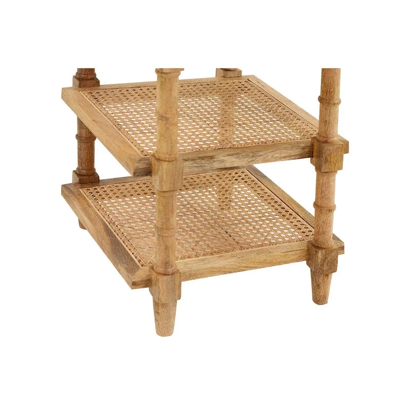 Wood & Cane 3 Shelf Side Table - Natural
