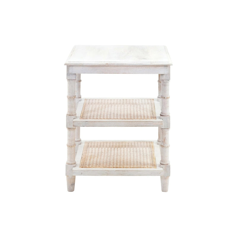 Wood & Cane 3 Shelf Side Table - Natural