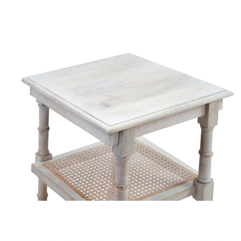 Wood & Cane 3 Shelf Side Table - Natural