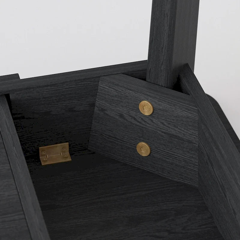 Black Wooden Computer Desk, 47 Writing Desk with 2 Drawers