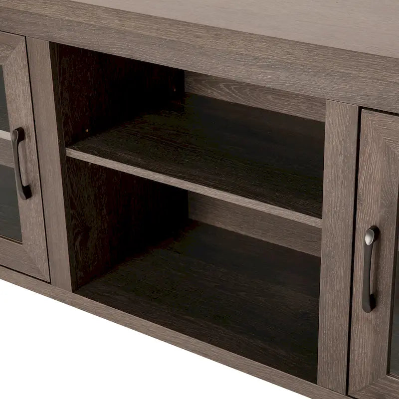 Classic TV Stand for up to 80 TVs-Glass Fronted Doors-Modern Finish - 65W x 16D x 23.625H