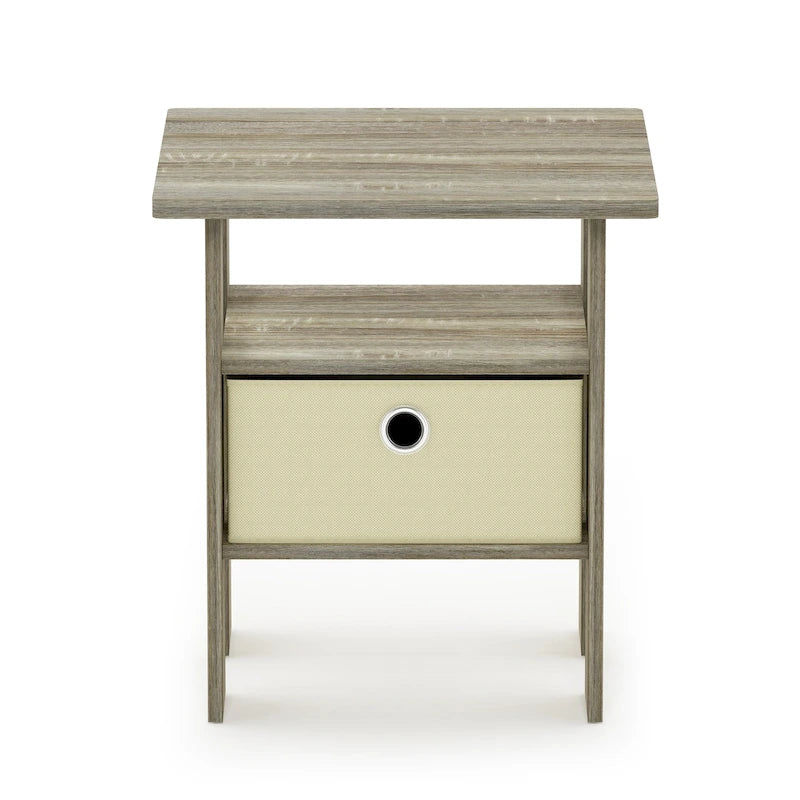 End Table Nightstand with Bin Drawer, Sonoma Oak/Ivory