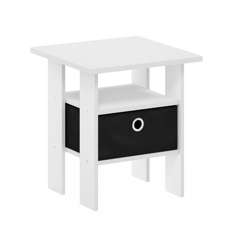 End Table Nightstand with Bin Drawer, Sonoma Oak/Ivory