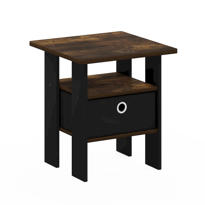 End Table Nightstand with Bin Drawer, Sonoma Oak/Ivory