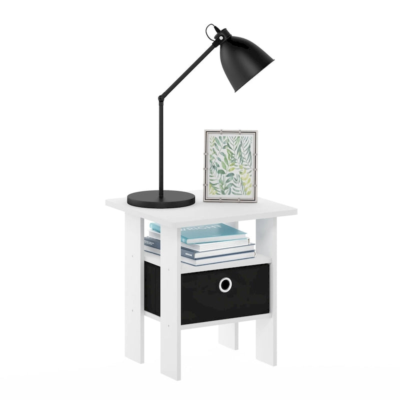 End Table Nightstand with Bin Drawer, Sonoma Oak/Ivory