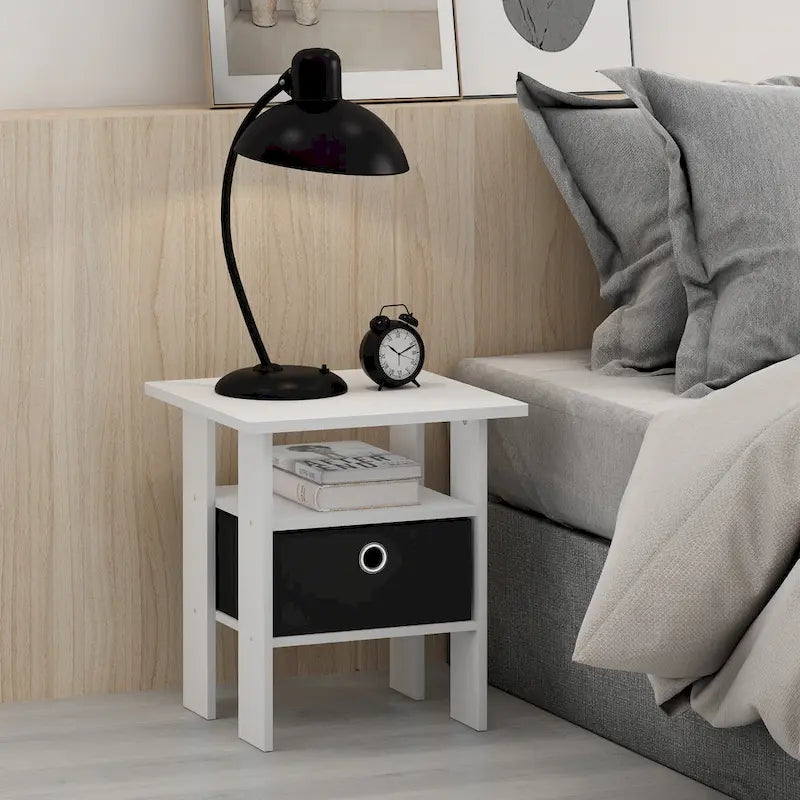 End Table Nightstand with Bin Drawer, Sonoma Oak/Ivory