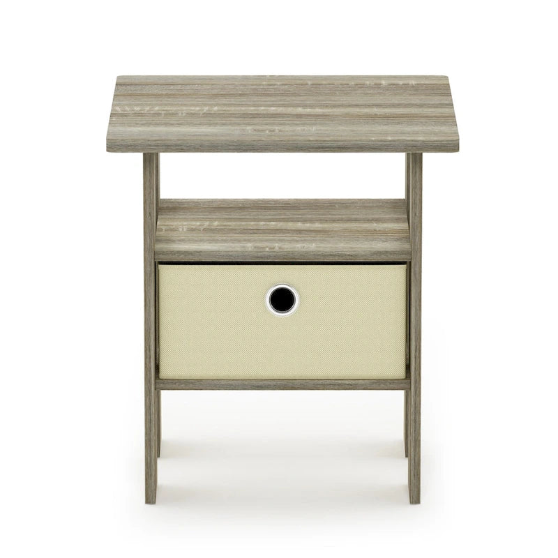 End Table Nightstand with Bin Drawer, Sonoma Oak/Ivory