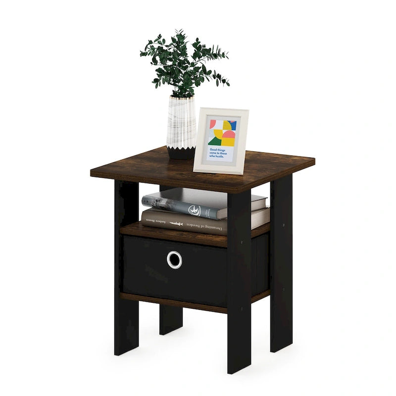 End Table Nightstand with Bin Drawer, Sonoma Oak/Ivory