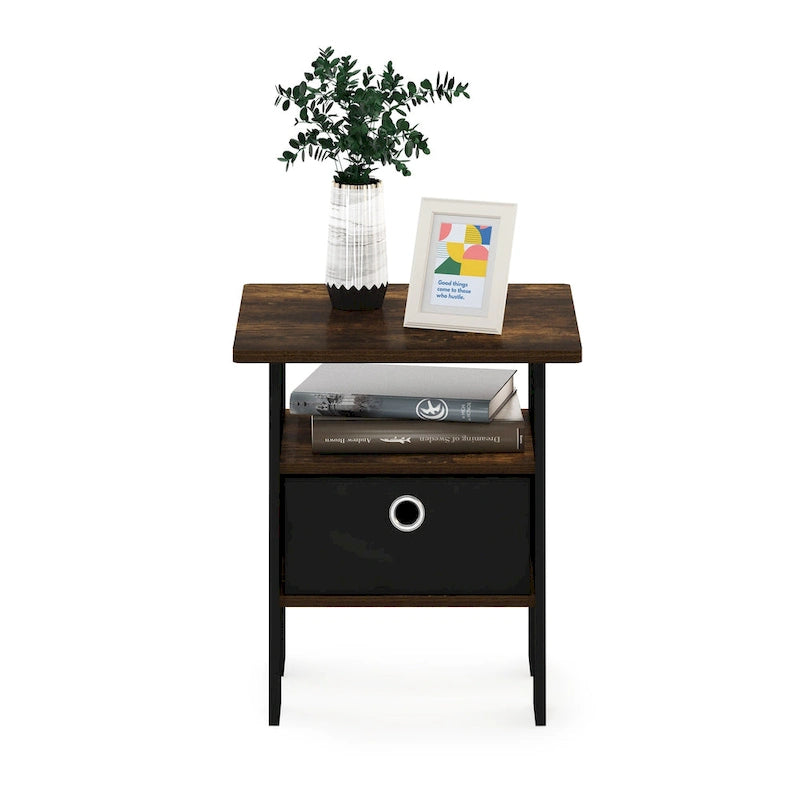 End Table Nightstand with Bin Drawer, Sonoma Oak/Ivory