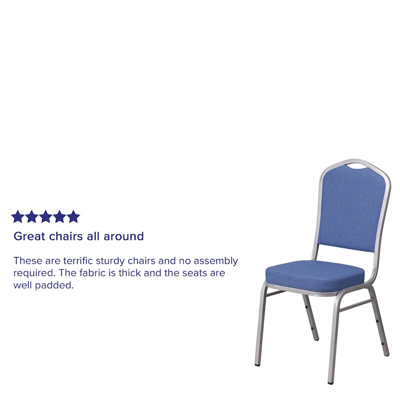 Steel/ Blue Fabric Crown Back Stacking Banquet Chair (Set of 4)