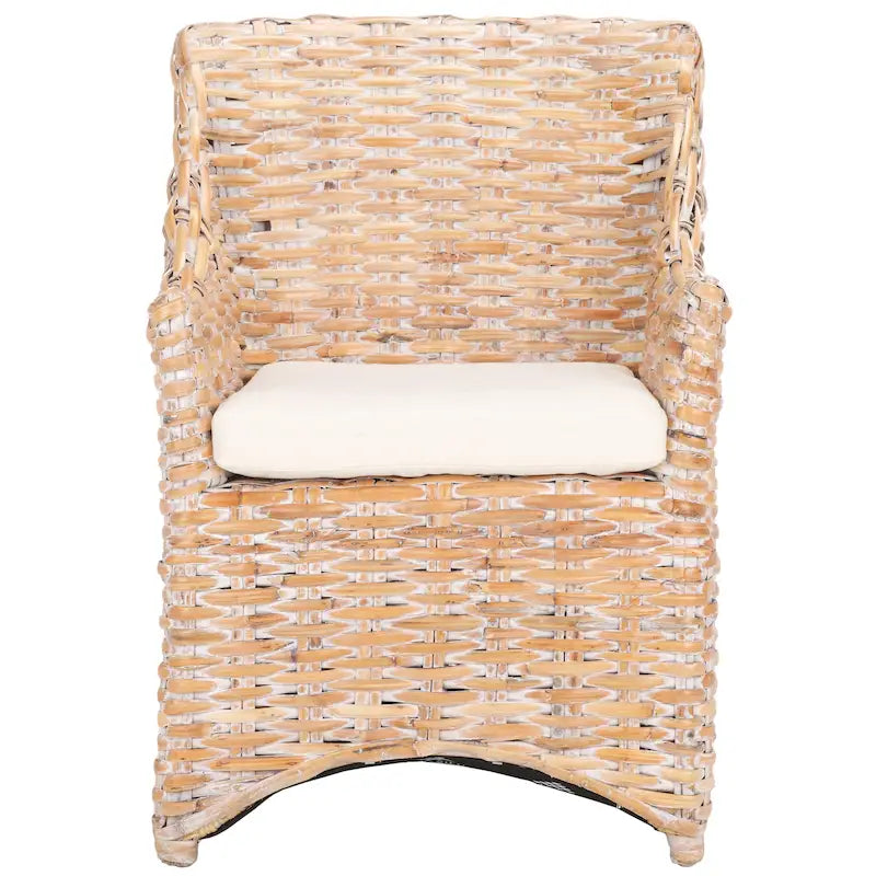 Wicker Washed Brown Wingback Arm Chair (Fully Assembled) - 26 W x 23 D x 34 H - 26Wx23Dx34H
