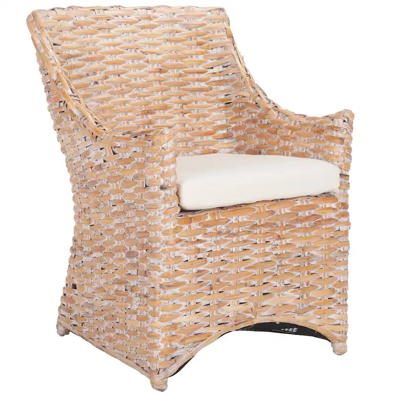 Wicker Washed Brown Wingback Arm Chair (Fully Assembled) - 26 W x 23 D x 34 H - 26Wx23Dx34H