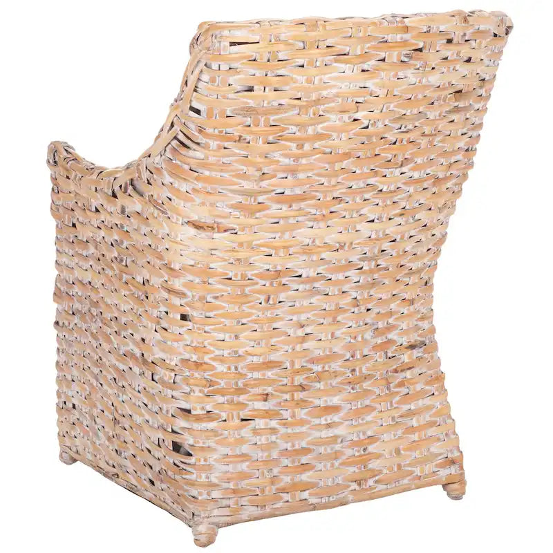 Wicker Washed Brown Wingback Arm Chair (Fully Assembled) - 26 W x 23 D x 34 H - 26Wx23Dx34H
