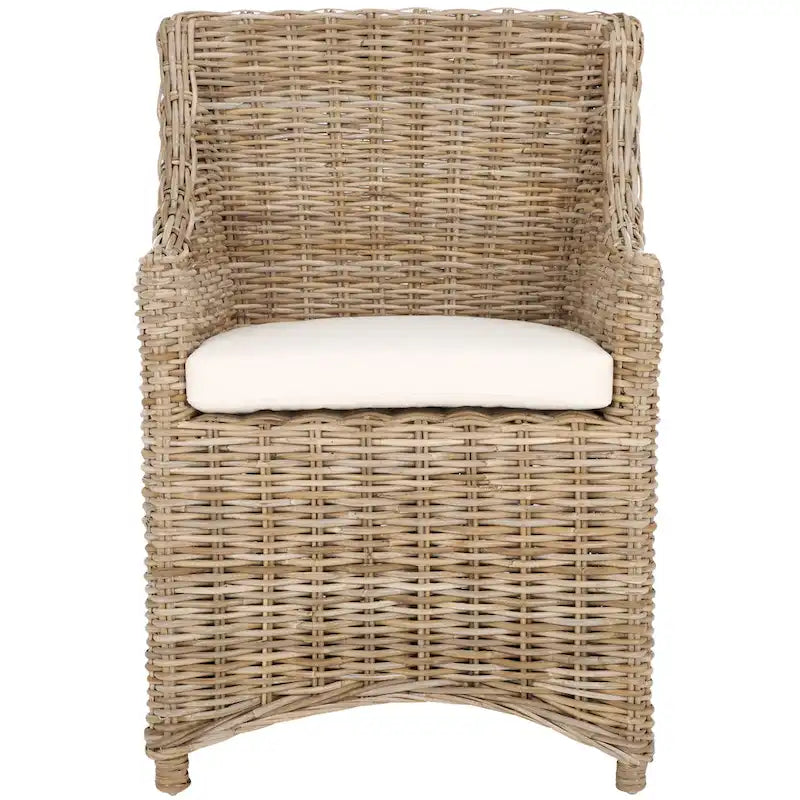 Wicker Washed Brown Wingback Arm Chair (Fully Assembled) - 26 W x 23 D x 34 H - 26Wx23Dx34H