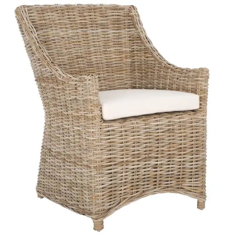 Wicker Washed Brown Wingback Arm Chair (Fully Assembled) - 26 W x 23 D x 34 H - 26Wx23Dx34H