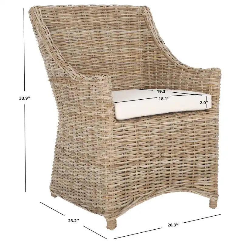 Wicker Washed Brown Wingback Arm Chair (Fully Assembled) - 26 W x 23 D x 34 H - 26Wx23Dx34H