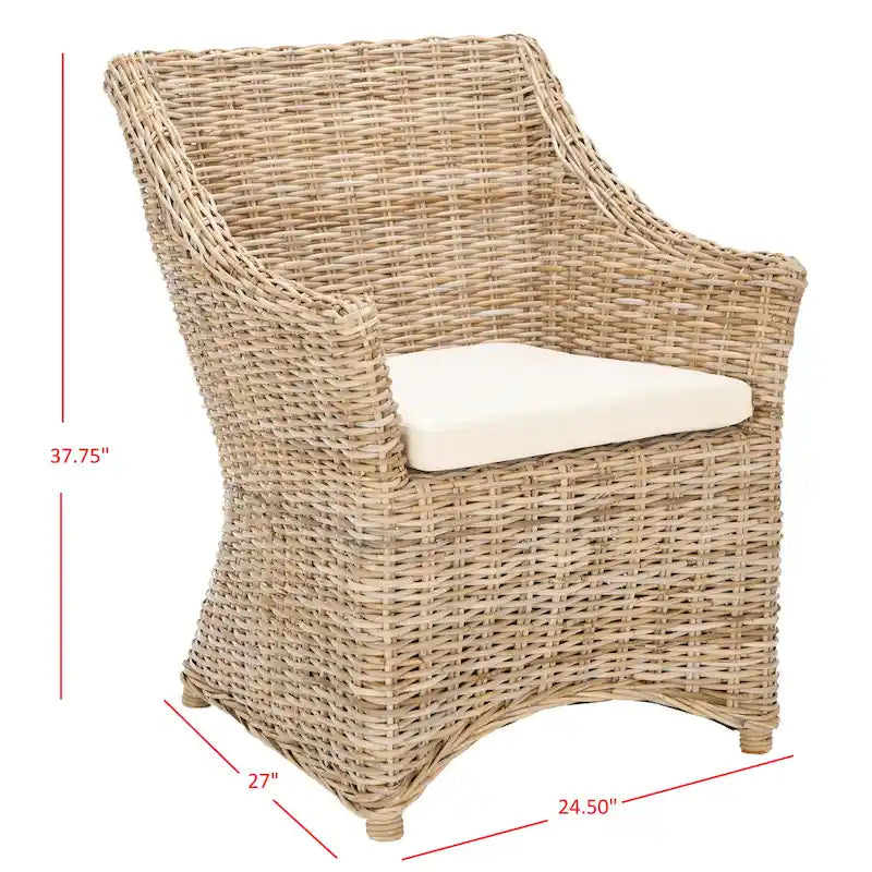 Wicker Washed Brown Wingback Arm Chair (Fully Assembled) - 26 W x 23 D x 34 H - 26Wx23Dx34H