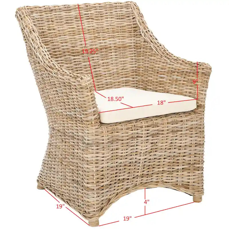 Wicker Washed Brown Wingback Arm Chair (Fully Assembled) - 26 W x 23 D x 34 H - 26Wx23Dx34H