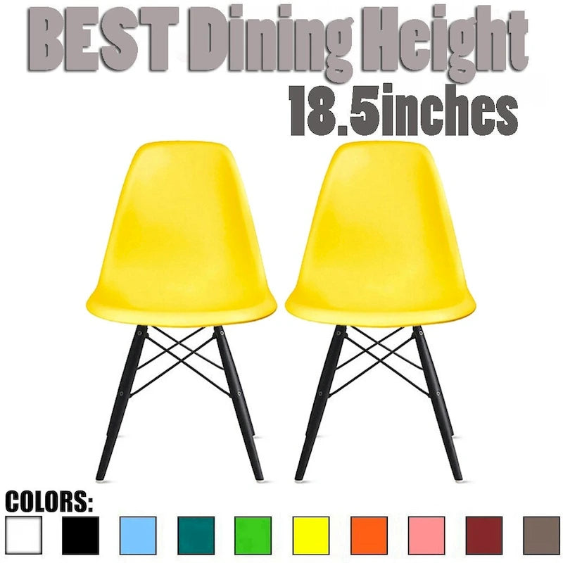 Set of 2 Modern Side Dining Chair Color With Dark Black Wood Legs For Kitchen Eiffel Dowel Work Office Restaurant