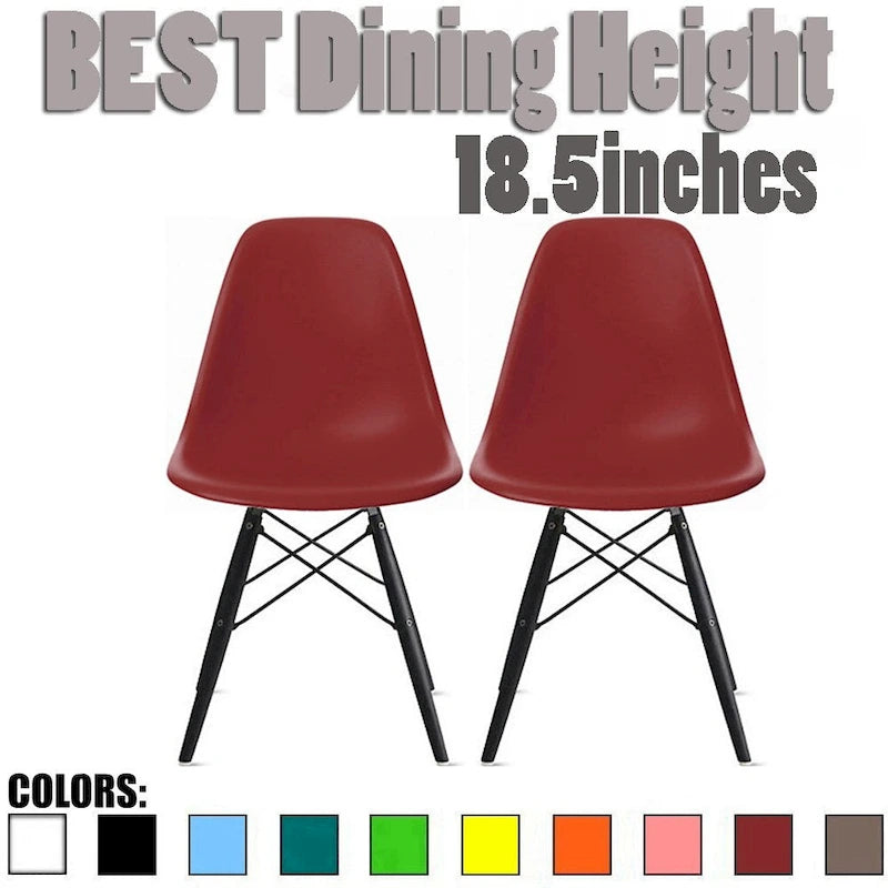 Set of 2 Modern Side Dining Chair Color With Dark Black Wood Legs For Kitchen Eiffel Dowel Work Office Restaurant