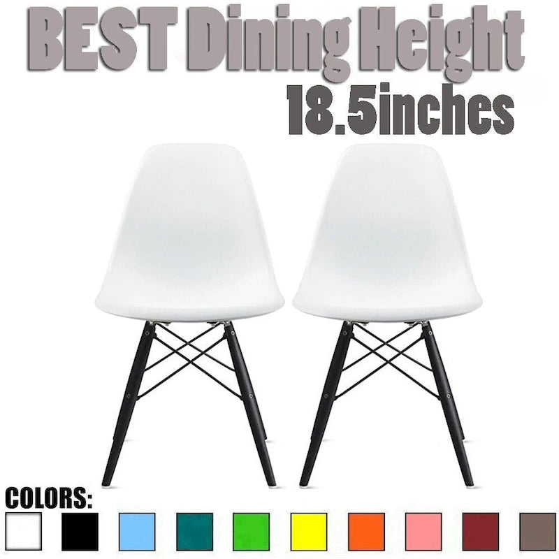 Set of 2 Modern Side Dining Chair Color With Dark Black Wood Legs For Kitchen Eiffel Dowel Work Office Restaurant