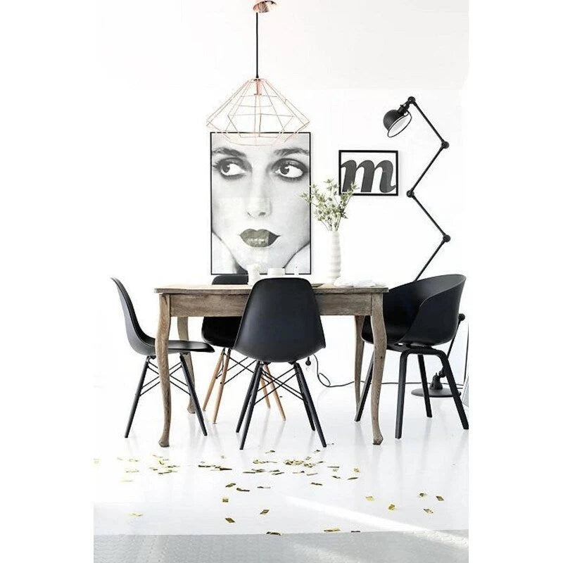 Set of 2 Modern Side Dining Chair Color With Dark Black Wood Legs For Kitchen Eiffel Dowel Work Office Restaurant