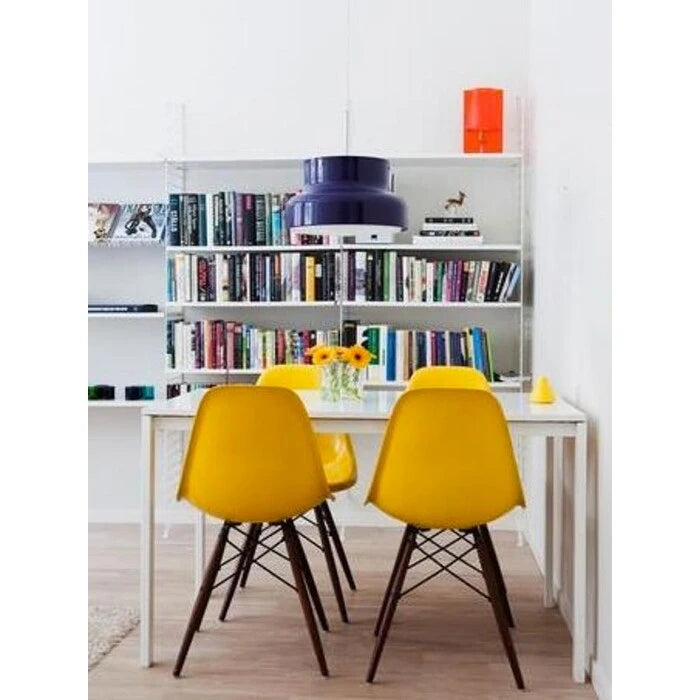 Set of 2 Modern Side Dining Chair Color With Dark Black Wood Legs For Kitchen Eiffel Dowel Work Office Restaurant
