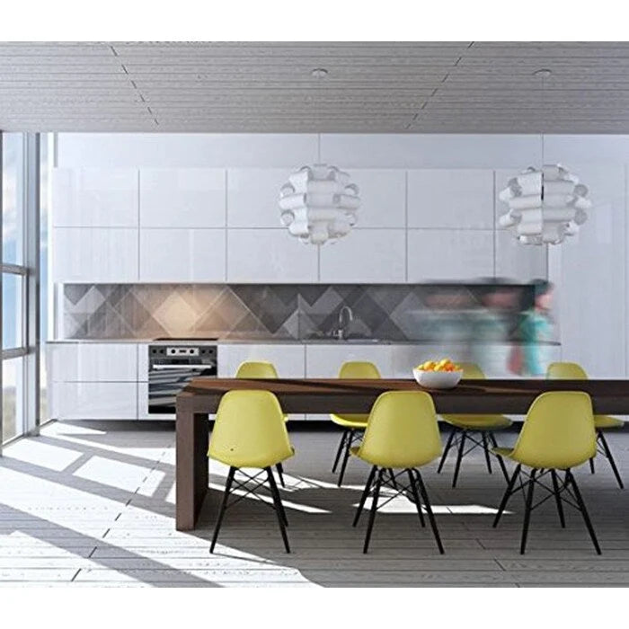 Set of 2 Modern Side Dining Chair Color With Dark Black Wood Legs For Kitchen Eiffel Dowel Work Office Restaurant