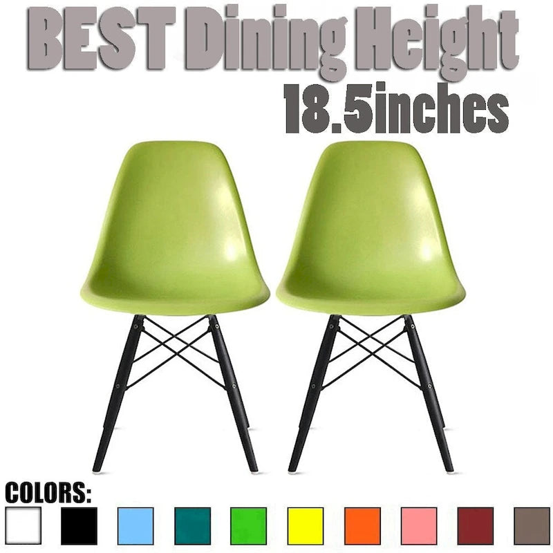 Set of 2 Modern Side Dining Chair Color With Dark Black Wood Legs For Kitchen Eiffel Dowel Work Office Restaurant