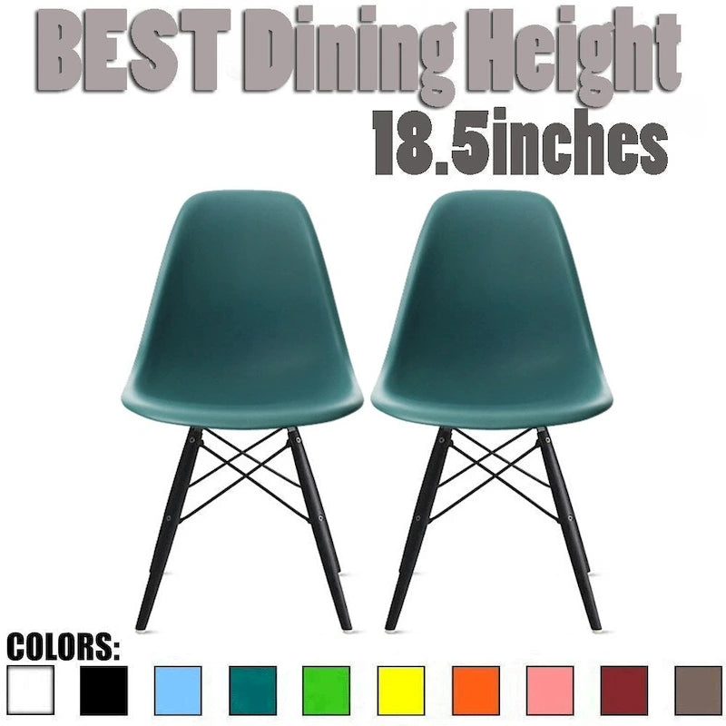 Set of 2 Modern Side Dining Chair Color With Dark Black Wood Legs For Kitchen Eiffel Dowel Work Office Restaurant