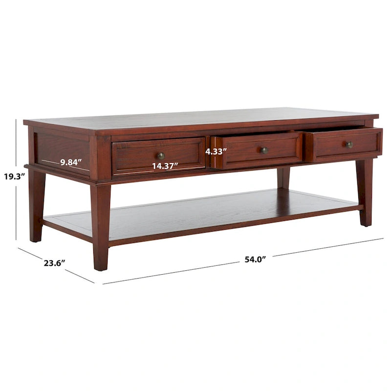 Sepia Traditional Rectangle Coffee Table - 54 x 23.6 x 19.3 - 54Wx24Dx19H