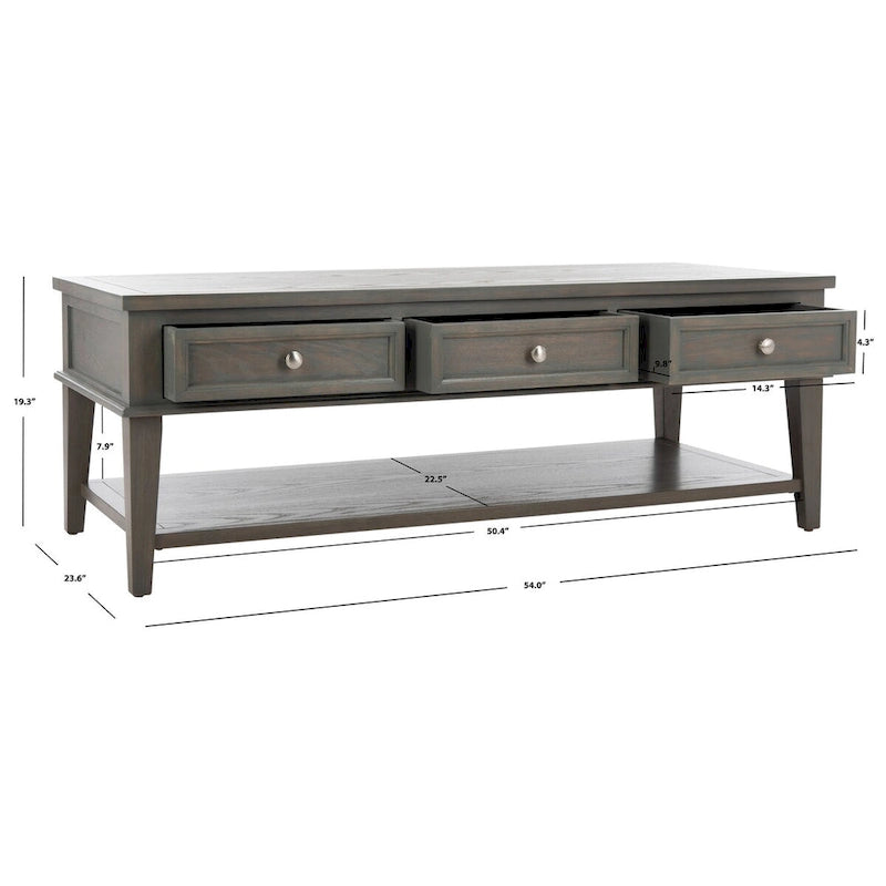 Sepia Traditional Rectangle Coffee Table - 54 x 23.6 x 19.3 - 54Wx24Dx19H