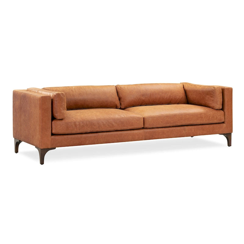 93 Sofa in Cognac Tan - Full Grain Genuine Italian Leather