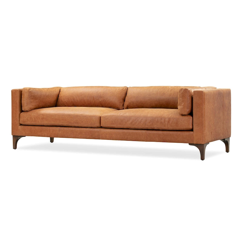 93 Sofa in Cognac Tan - Full Grain Genuine Italian Leather