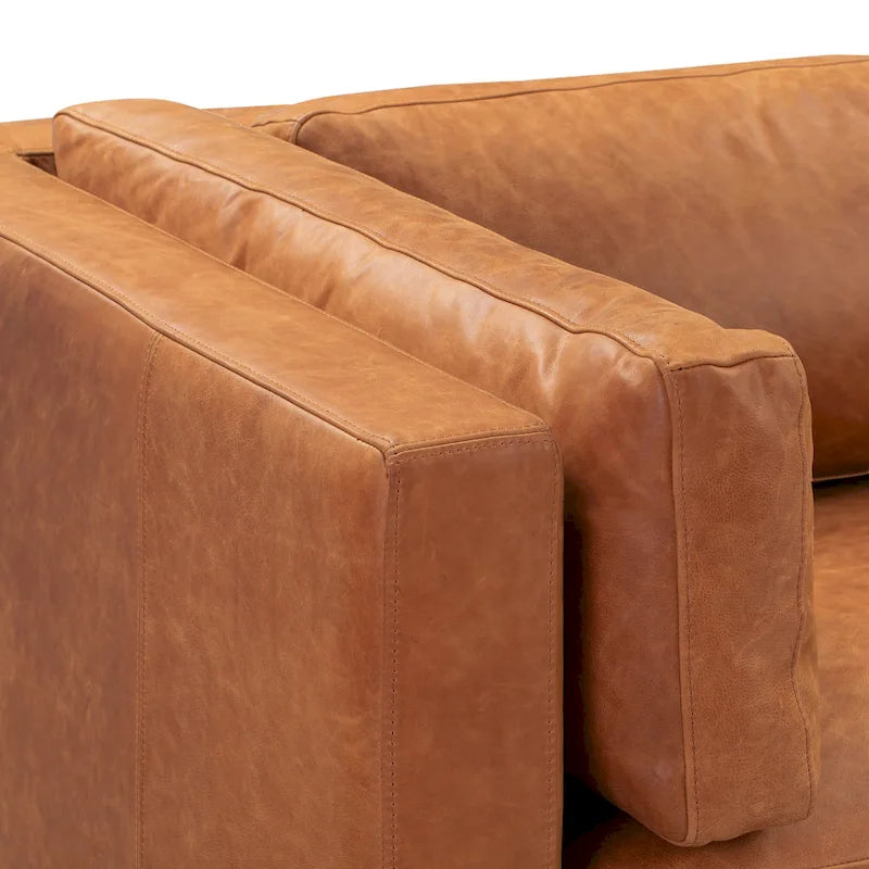 93 Sofa in Cognac Tan - Full Grain Genuine Italian Leather