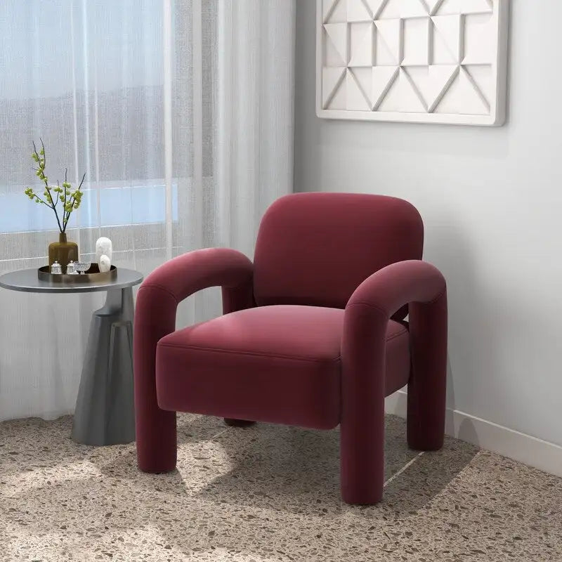 Mid-Century Modern Velvet Upholstered Accent Chair for Living Room
