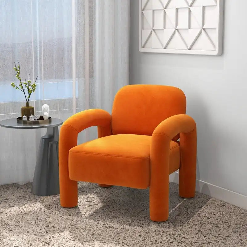 Mid-Century Modern Velvet Upholstered Accent Chair for Living Room