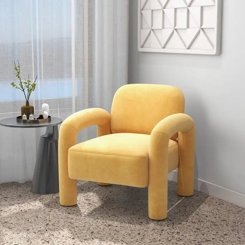 Mid-Century Modern Velvet Upholstered Accent Chair for Living Room