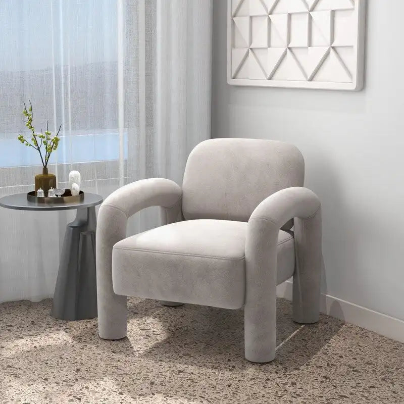 Mid-Century Modern Velvet Upholstered Accent Chair for Living Room