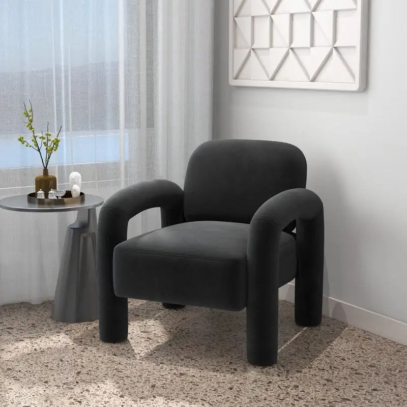 Mid-Century Modern Velvet Upholstered Accent Chair for Living Room