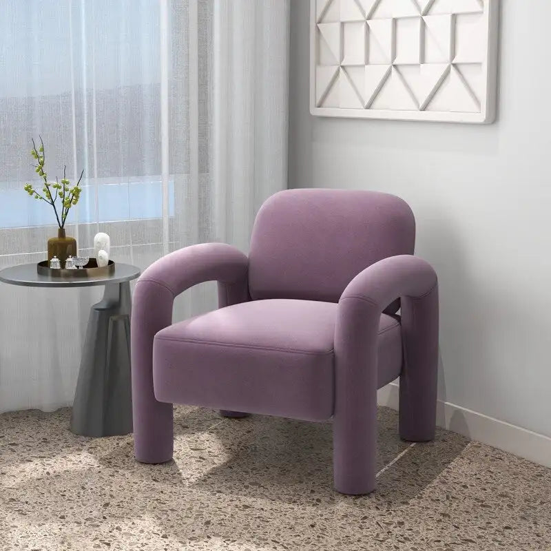 Mid-Century Modern Velvet Upholstered Accent Chair for Living Room