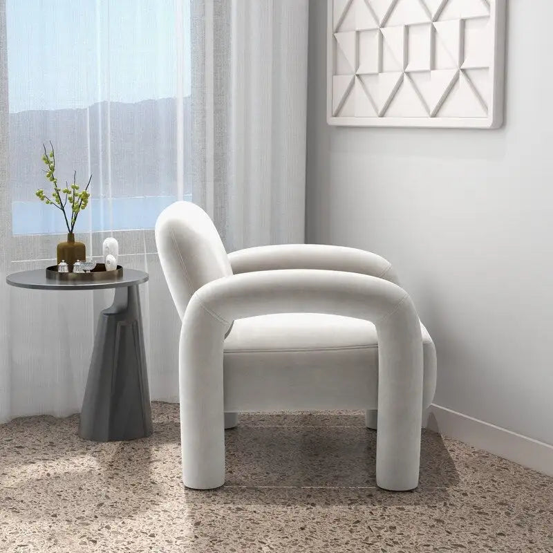 Mid-Century Modern Velvet Upholstered Accent Chair for Living Room