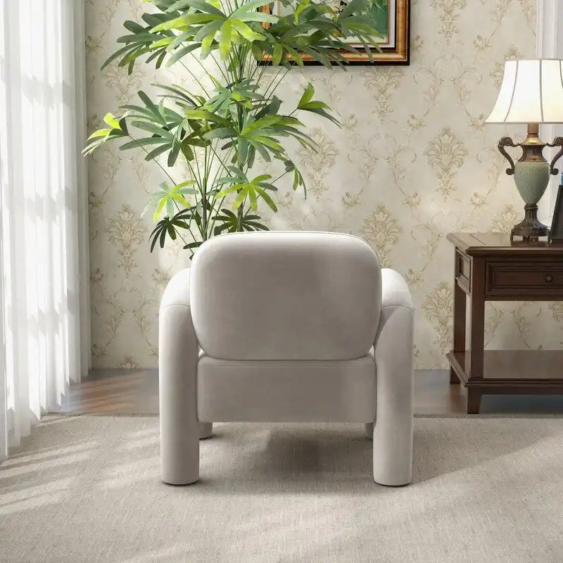 Mid-Century Modern Velvet Upholstered Accent Chair for Living Room