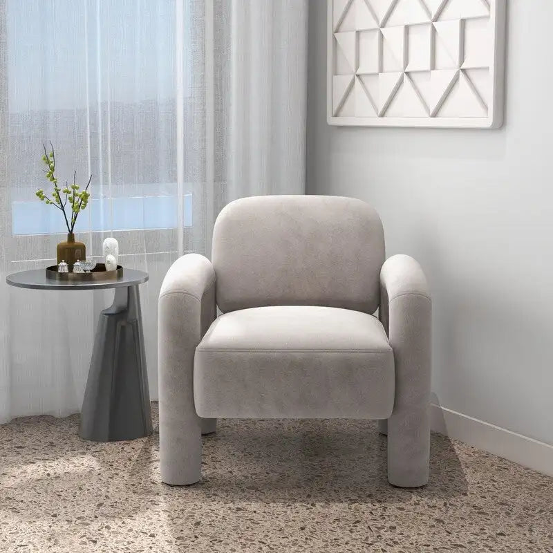 Mid-Century Modern Velvet Upholstered Accent Chair for Living Room