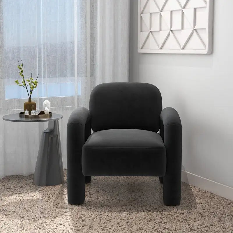Mid-Century Modern Velvet Upholstered Accent Chair for Living Room