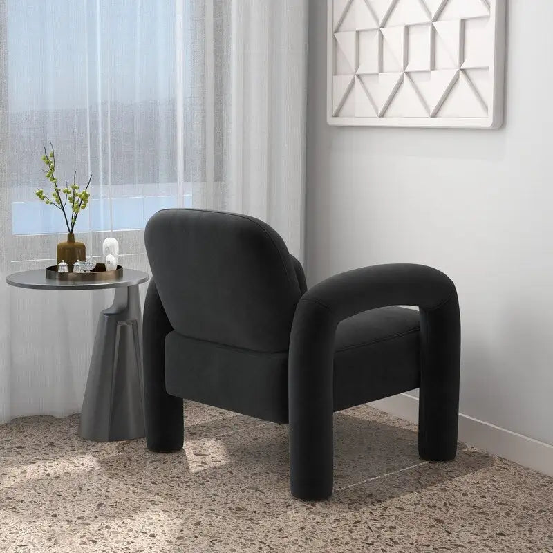 Mid-Century Modern Velvet Upholstered Accent Chair for Living Room