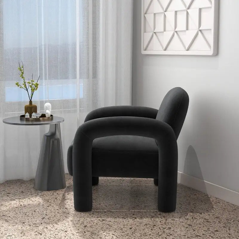 Mid-Century Modern Velvet Upholstered Accent Chair for Living Room